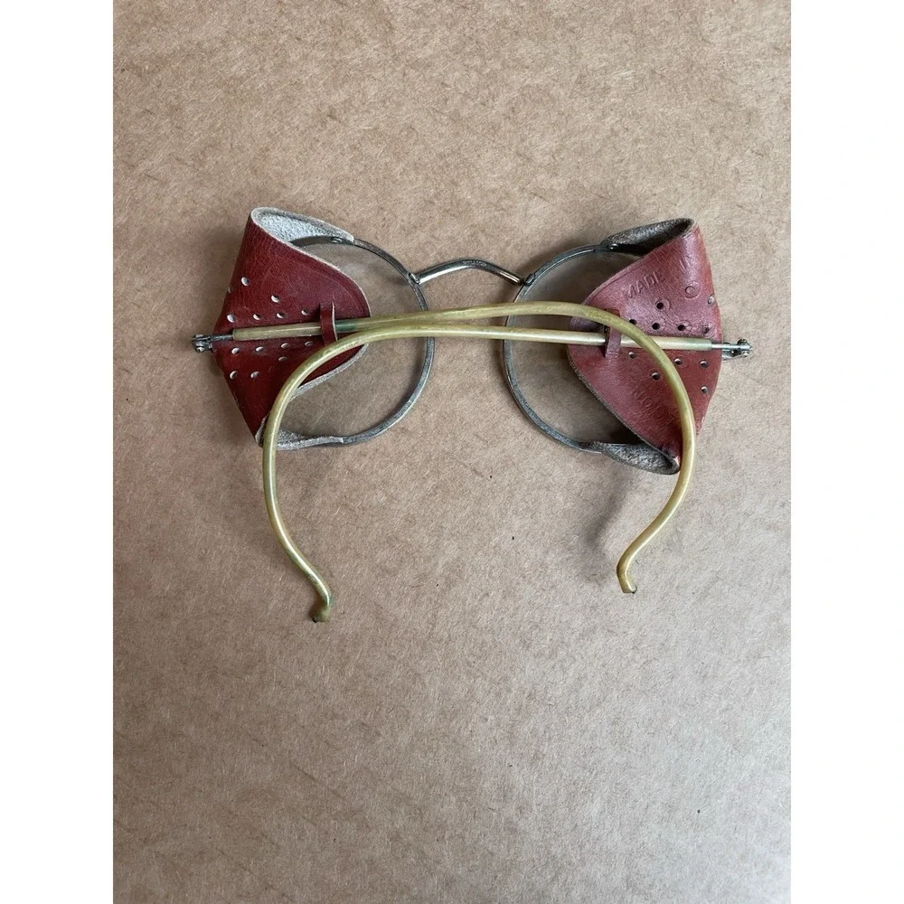 VINTAGE Willson Safety Glasses Goggles Model T1 Steam Punk Motorcycle Leather